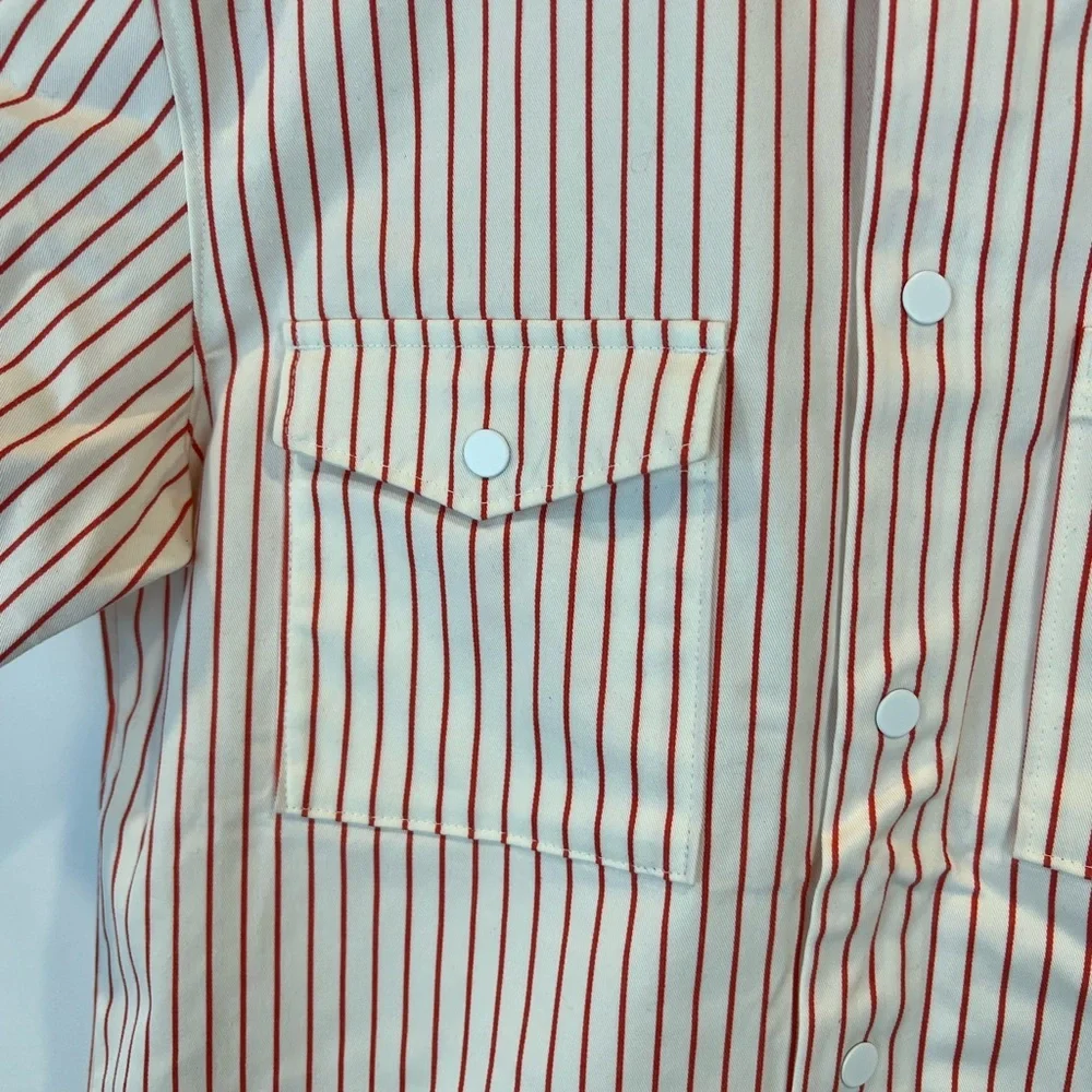 Nike SB Skateboard Short Sleeve Striped Snap Button Shirt